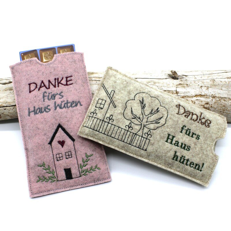 Stickdatei Schokohülle Danke fürs Haus hüten - Bild 5