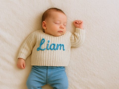 Newborn sweater crochet pattern with embroidery name | Perfect baby gift