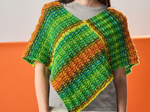 MINI-PONCHO NEON-STREIFEN, gestrickt