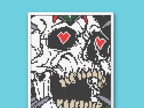 Kreuzstich Vorlage "Skull in Love"
