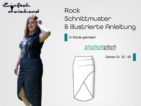 Schnittmuster Rock In Würde geknittert Gr. 32 - 62