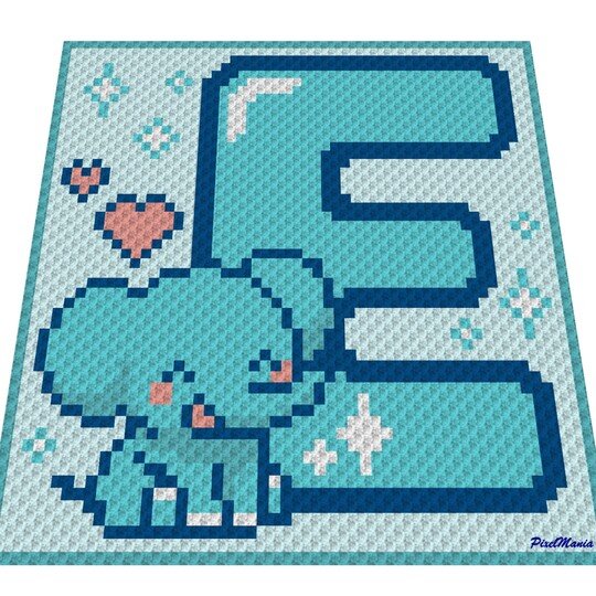 Häkelmuster * E - ELEFANT * Grafik für C2C Decke