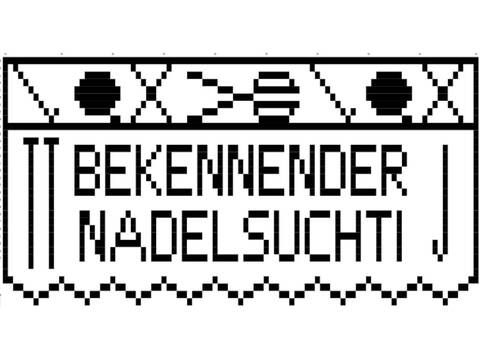 Bistro-Häkelgardine mit Motiv Bekennender Nadelsuchti