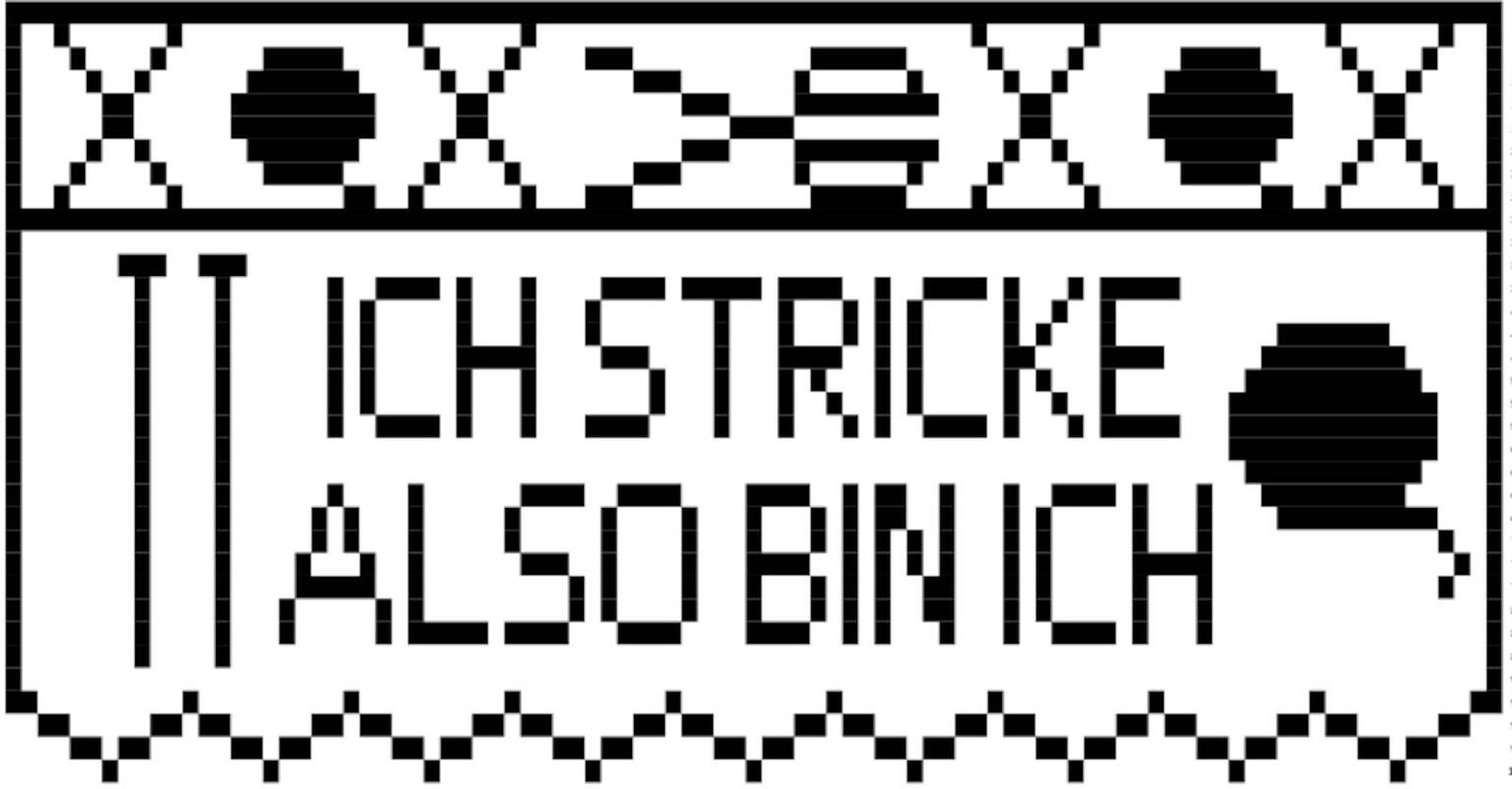 Bistro-Häkelgardine mit Motiv - ICH Stricke ALSO BIN ICH