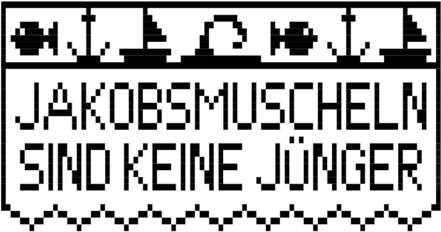 Bistro-Häkelgardine mit Motiv - Jakobsmuscheln SIND Keine Jünger