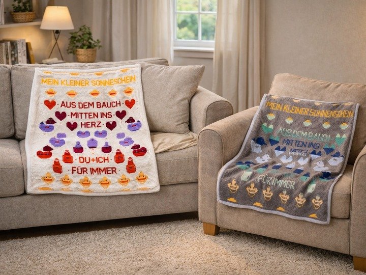 H&auml;kelanleitung Decke "Baby" in der Mosaik H&auml;keltechnik, Anf&auml;nger geeignet