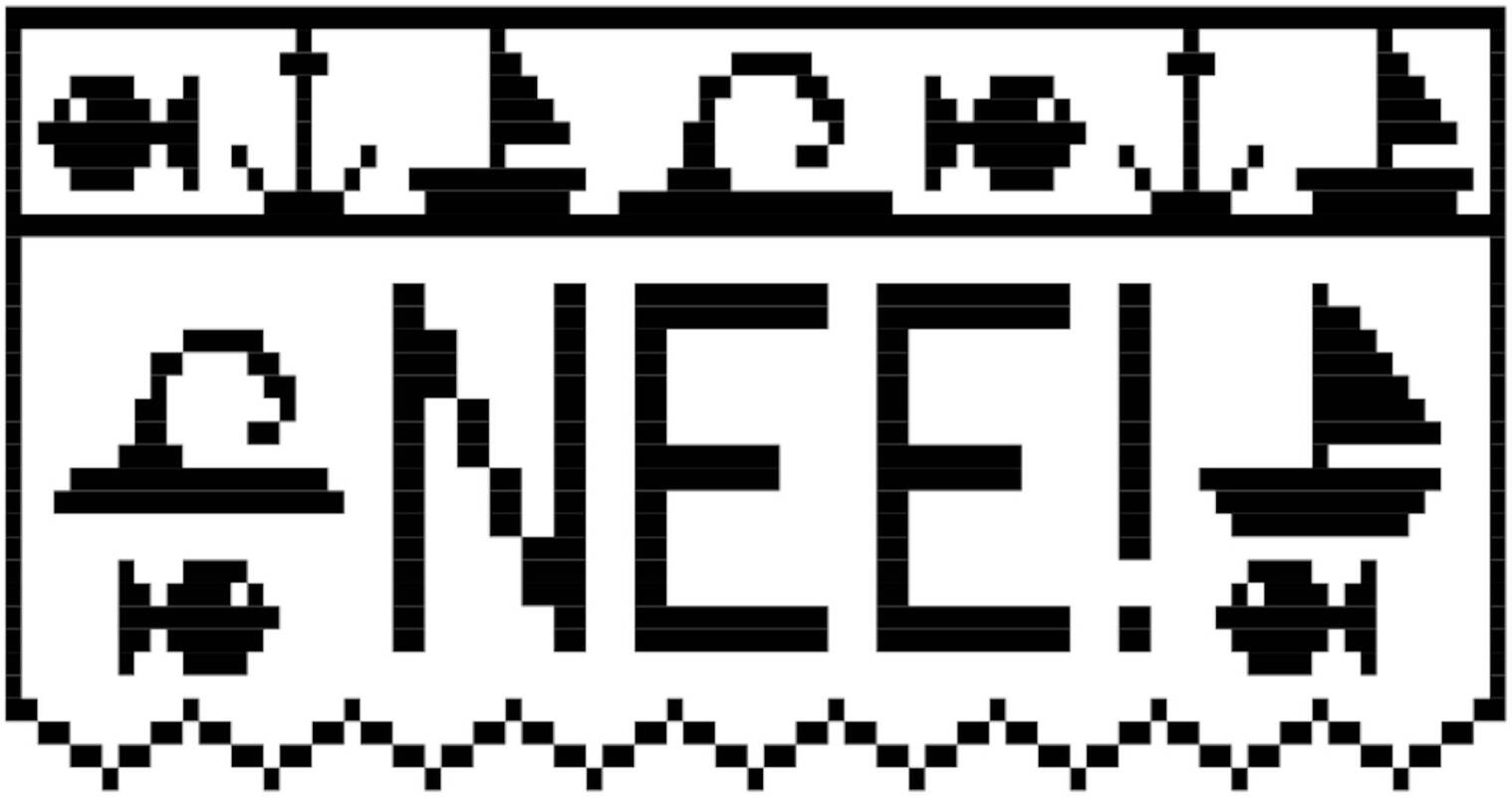 Bistro-Häkelgardine mit Motiv - NEE!