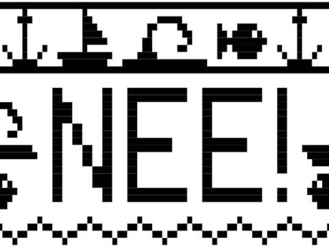 Bistro-Häkelgardine mit Motiv - NEE!