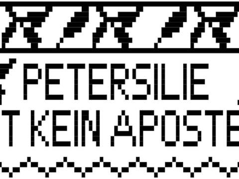 Bistro-Häkelgardine mit Motiv - Petersilie IST KEIN Apostel