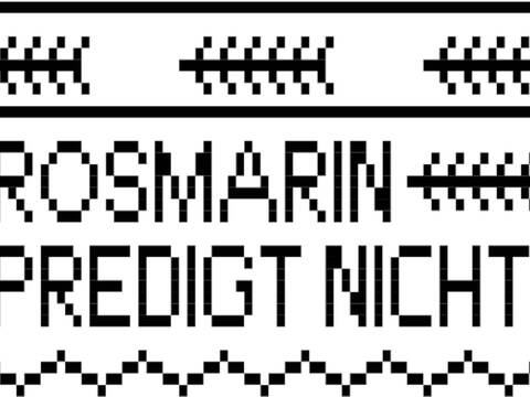 Bistro-Häkelgardine mit Motiv - Rosmarin Predigt Nicht