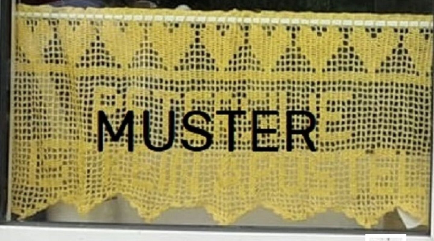 Bistro-Häkelgardine mit Motiv - Thymian IST KEIN Pfarrer