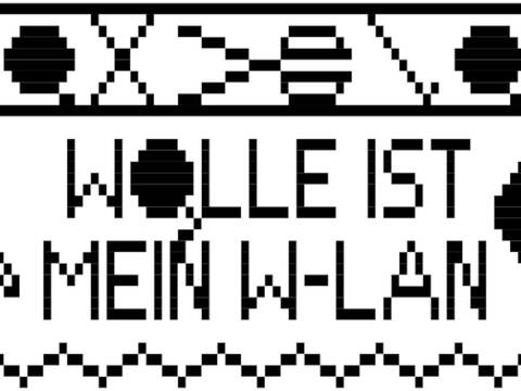 Bistro-Häkelgardine mit Motiv - Wolle IST MEIN W-LAN