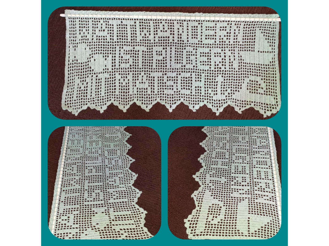 Weihnachtliche Bistro-Häkelgardine mit Motiv - Tüddelkram UN TANN' - Bild 12