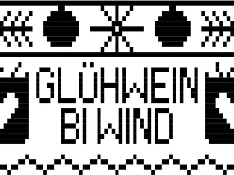 Weihnachtliche Bistro-Häkelgardine mit Motiv - Glühwein BI WIND