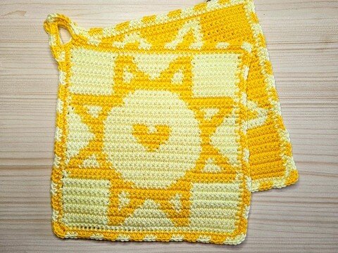 Häkelanleitung Topflappen "Sonnenliebe"