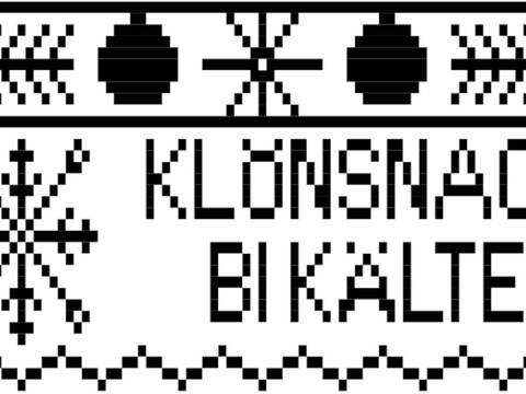 Weihnachtliche Bistro-Häkelgardine mit Motiv - Klönsnack BI Kälte