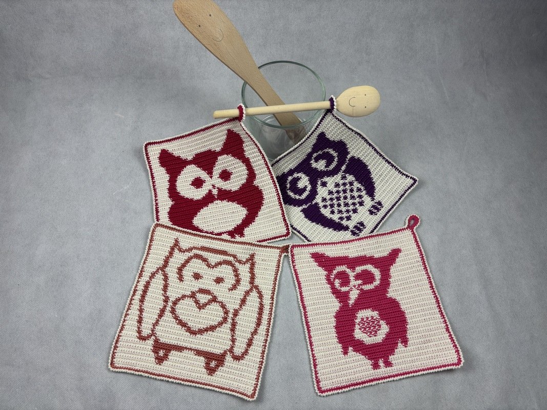 Topflappen Spar-Set Familie Eule–Tapestry Häkelanleitungen - Bild 8