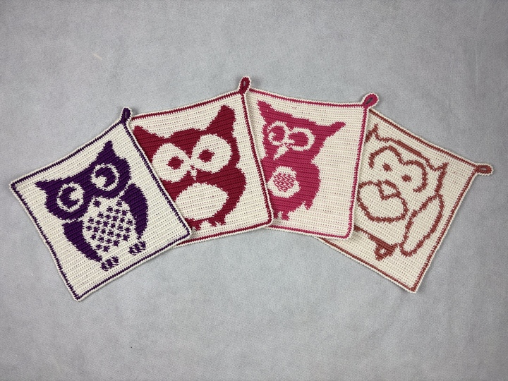 Topflappen Spar-Set Familie Eule–Tapestry Häkelanleitungen