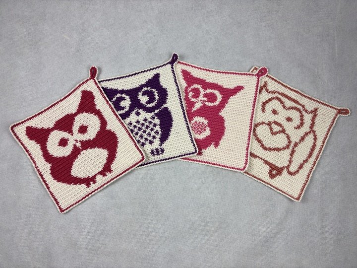 Topflappen Spar-Set Familie Eule–Tapestry Häkelanleitungen