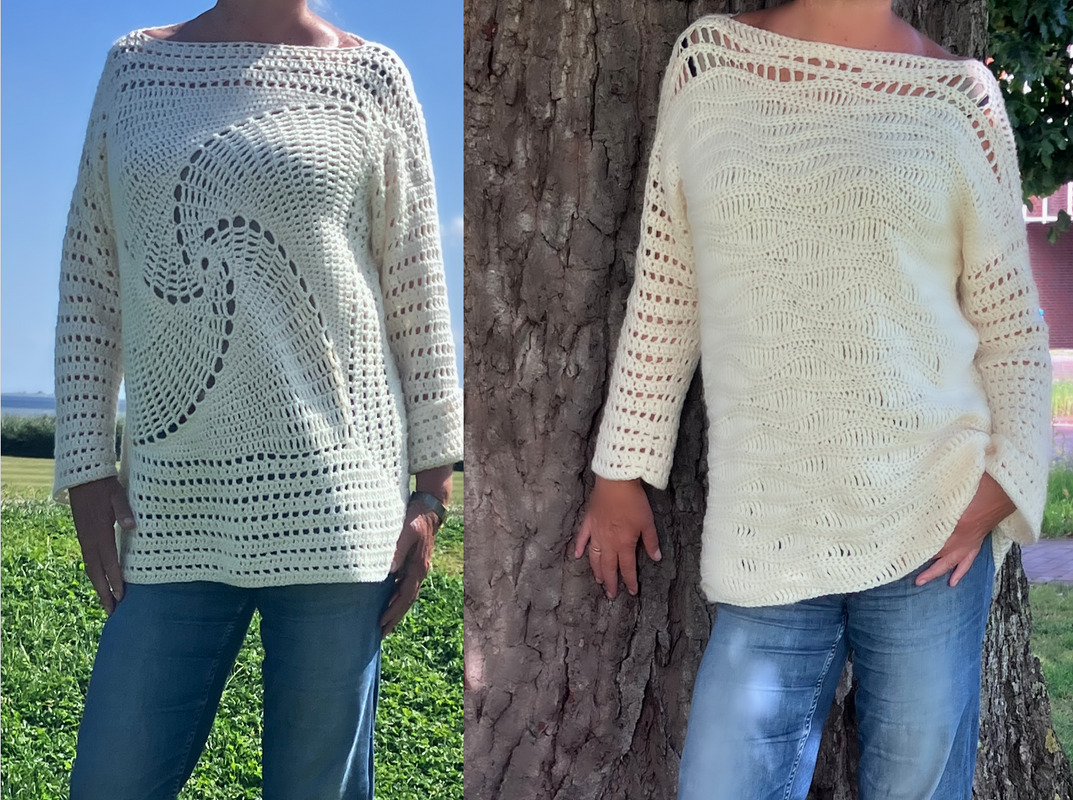 Zauber mit unterschiedlich hohen Maschen - Pullover - Häkelanleitung