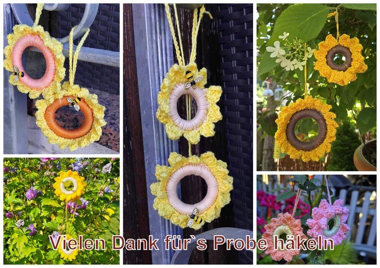 Sonnenblumen Anhänger häkeln