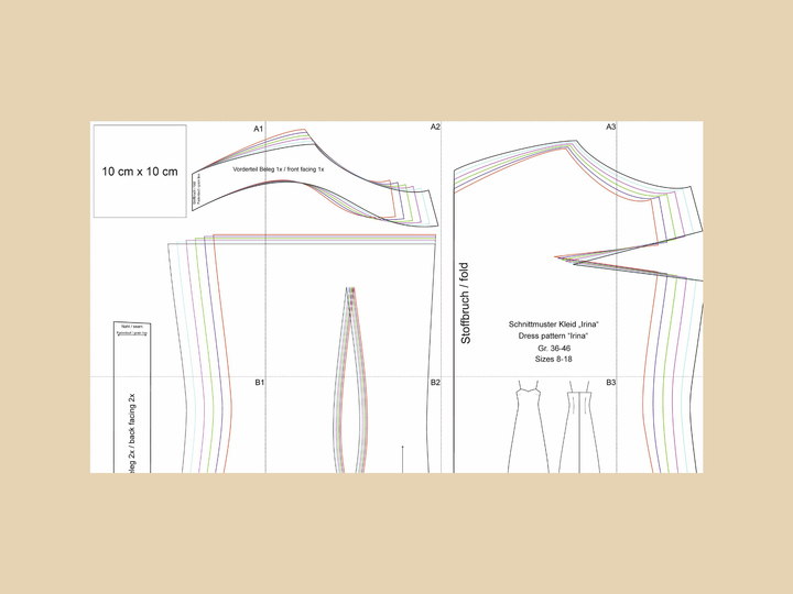 Langes Kleid mit Spaghettiträgern PDF Schnittmuster