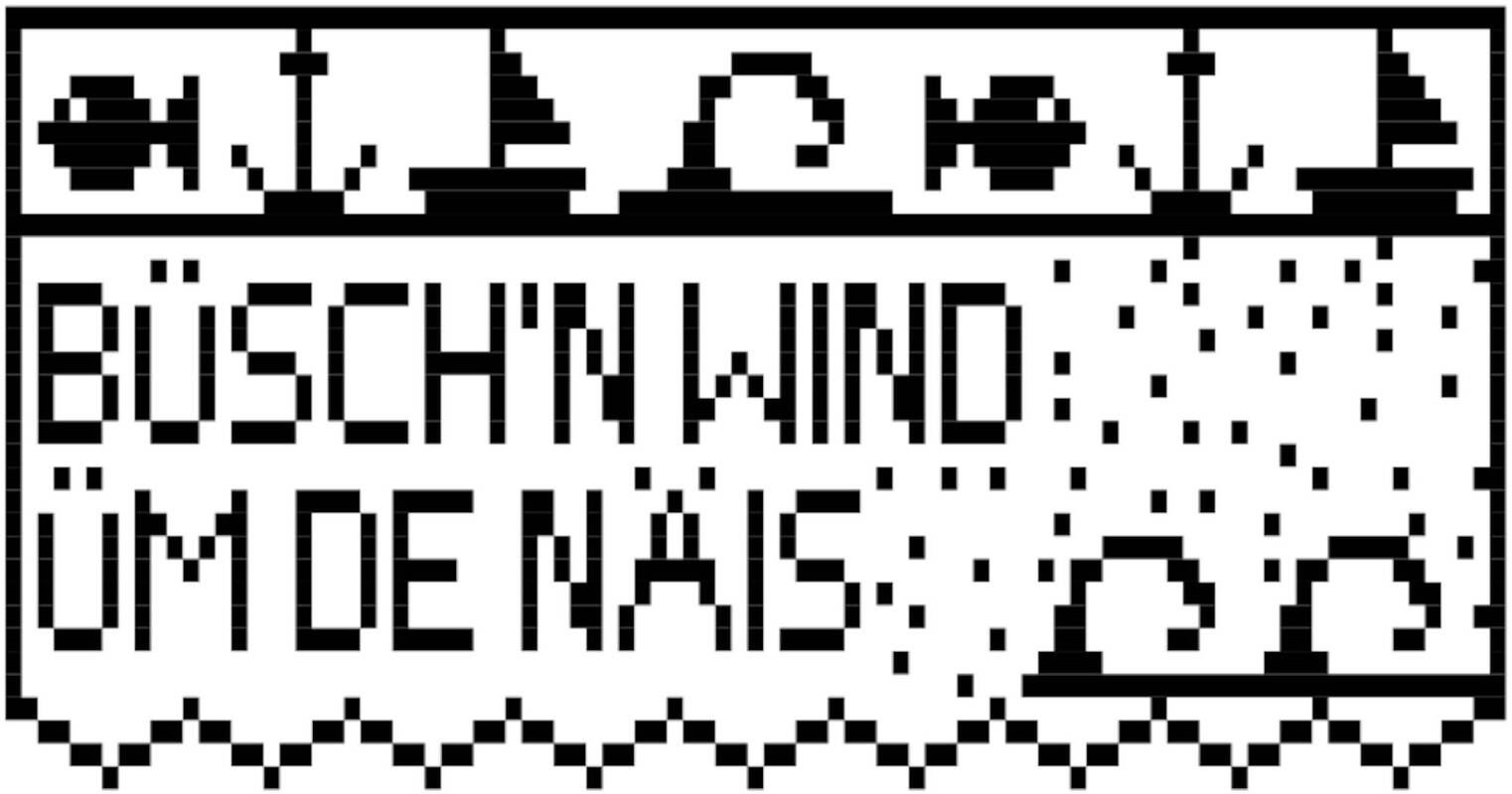 Bistro-Häkelgardine mit Motiv - BÜSCH'N WIND ÜM DE Näis