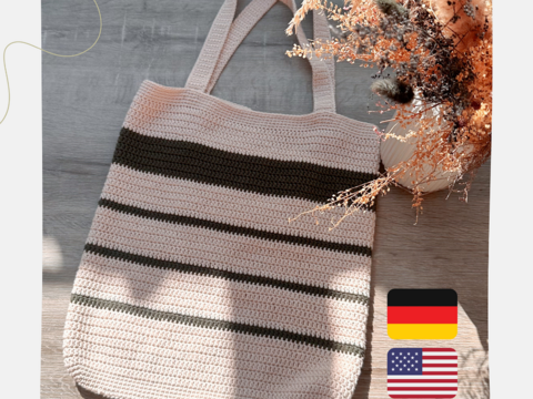Shopper Tasche mit Innenfach - Häkelanleitung | Deutsch & Englisch