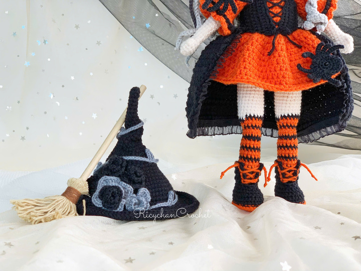 Twinkle Hex Witch the doll crochet pattern, Halloween Amigurumi Doll
