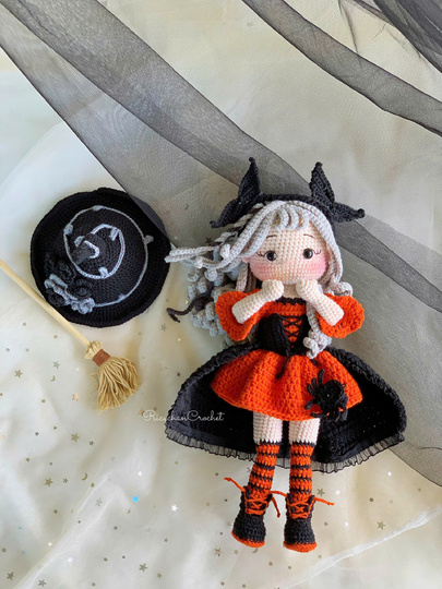 Twinkle Hex Witch the doll crochet pattern, Halloween Amigurumi Doll