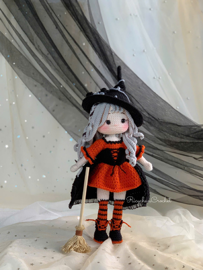 Twinkle Hex Witch the doll crochet pattern, Halloween Amigurumi Doll