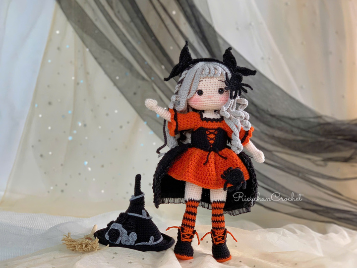 Twinkle Hex Witch the doll crochet pattern, Halloween Amigurumi Doll