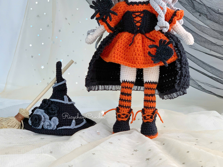 Twinkle Hex Witch the doll crochet pattern, Halloween Amigurumi Doll