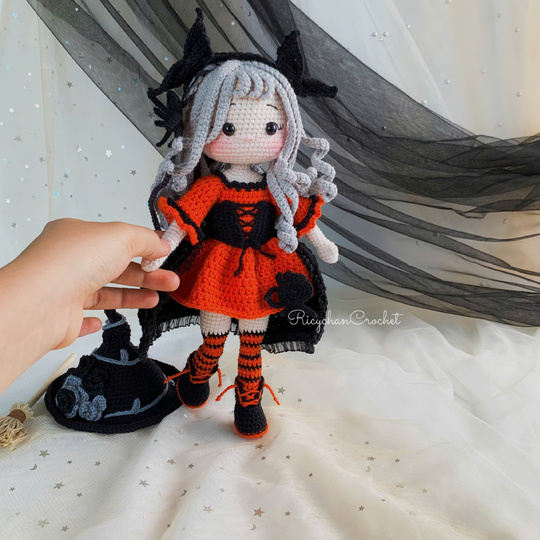 Twinkle Hex Witch the doll crochet pattern, Halloween Amigurumi Doll