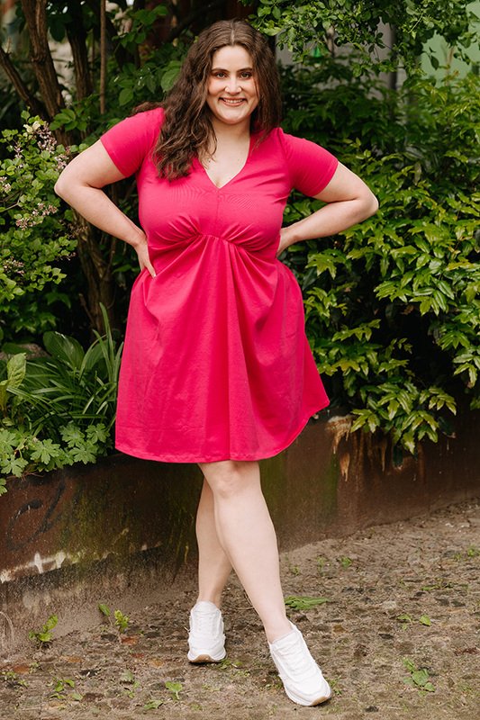 Jersey Kleid Schnittmuster Damen XS-XXXL Sommerkleid Minikleid kurze Ärmel - Bild 4