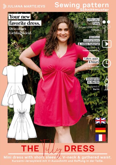 Jersey Dress Sewing Pattern Ladies XS-XXXL Short Sleeves Mini Dress Easy