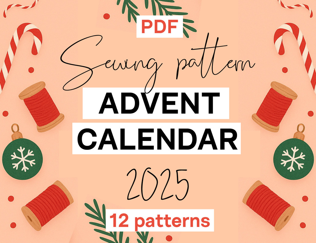 Schnittmuster Adventskalender 2025 mit 12 Türchen Damen XS-XXXL Weihnachten