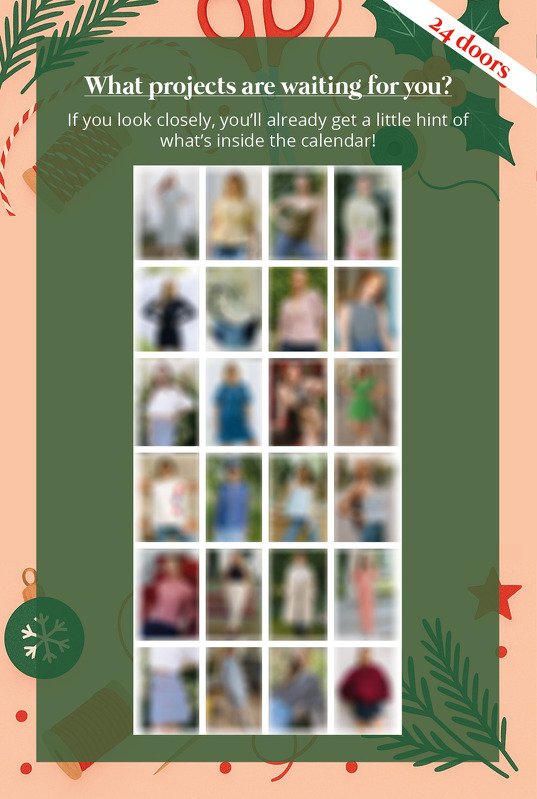 Schnittmuster Adventskalender 2025 mit 12 Türchen Damen XS-XXXL Weihnachten