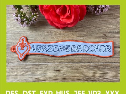 Stickdatei 3D-Anhänger HERZENSBRECHER, Maschinenstickdatei