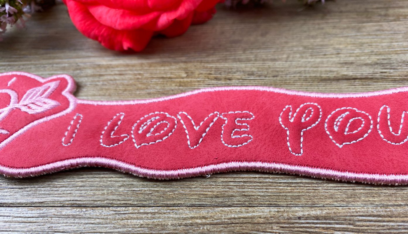 Stickdatei 3D-Anhänger I LOVE YOU, Maschinenstickdatei