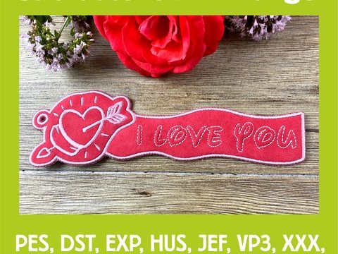 Stickdatei 3D-Anhänger I LOVE YOU, Maschinenstickdatei