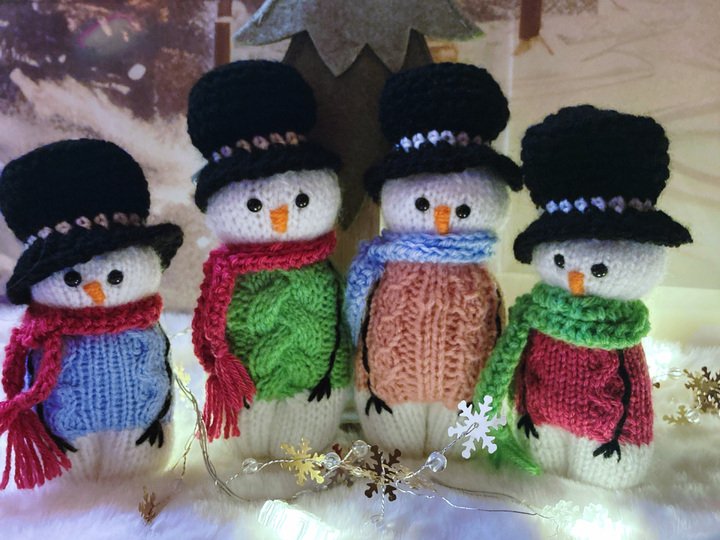 Knittingpattern 3 Snowmen; Snowman-Bundle, pdf-file