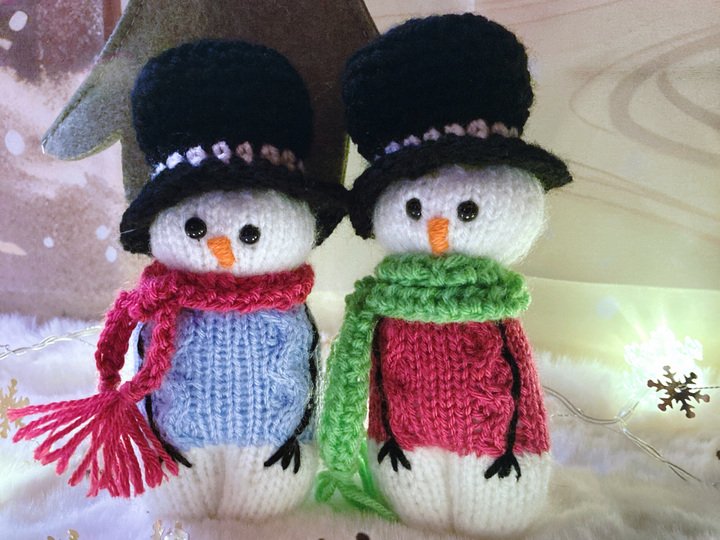 Knittingpattern 3 Snowmen; Snowman-Bundle, pdf-file