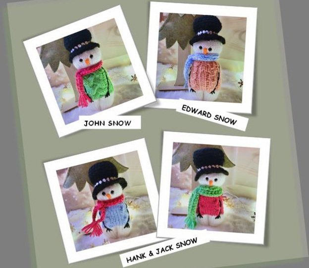 Knittingpattern 3 Snowmen; Snowman-Bundle, pdf-file