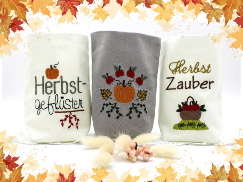 ITH Lichterbeutel Herbst 8 Motive Kürbis Laub Blätter Kastanie