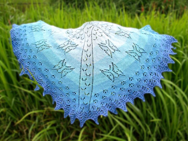 Ayane, Lochmustertuch stricken, Schmetterlinge