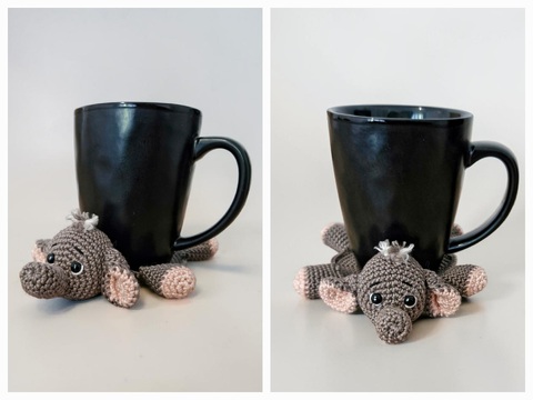 PDF Häkelanleitung Untersetzer für Tassen und Gläser Amigurumi Elefant
