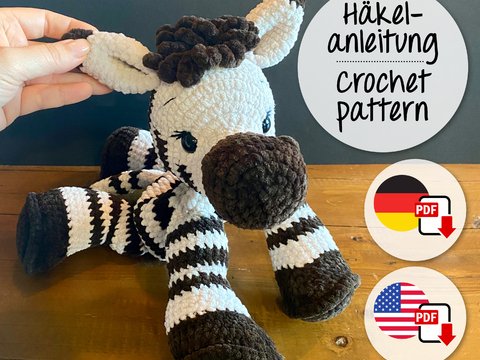 PDF Crochet pattern GER/ENG  „Mali das Zebra“ (Snuggler) @buerokunstvoll