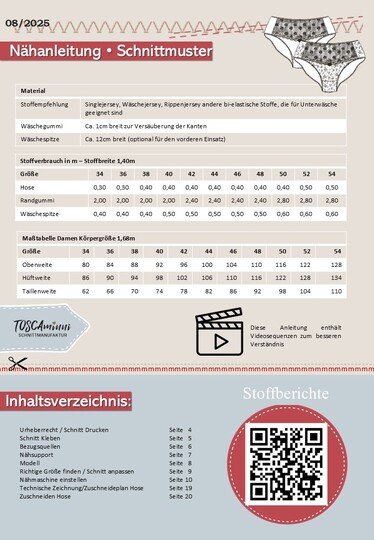 Schnittmuster Unterwäsche-Set Hedda Gr. 34-54