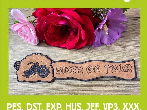 Stickdatei 3D-Anhänger Biker ON TOUR